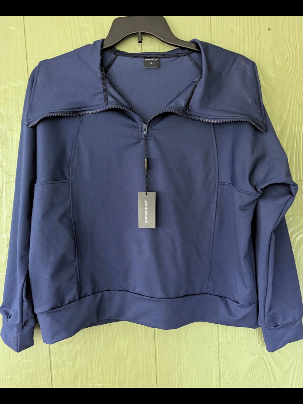 Soprano Navy Color Half-Zip Pullover NWT
